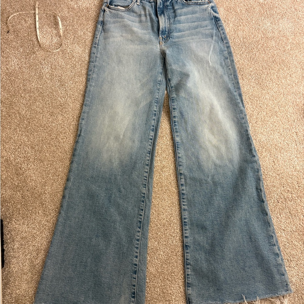 MOTHER Wide-Leg Flare Jeans in Light Blue Wash